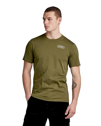 G-Star RAW Herren Back Graphic Slim T-Shirt, Grün (Dark Olive D23906-336-C744), M von G-Star RAW