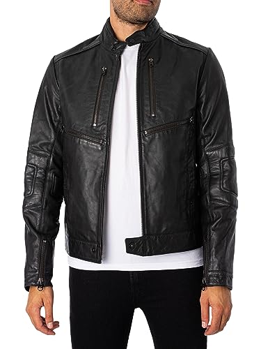 G-STAR RAW Herren Biker Leather JKT Jacken, DK schwarz, XXL von G-STAR RAW