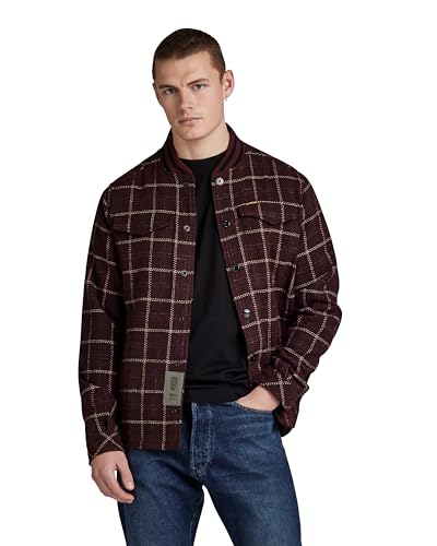 G-STAR RAW Herren Bomber Collar Overshirt, Mehrfarben (dk fig dash check D20662-D406-G086), L von G-Star RAW