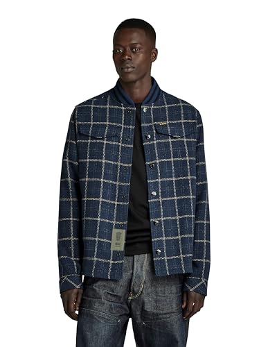 G-STAR RAW Herren Bomber Collar Overshirt, Mehrfarben (rank blue dash check D20662-D406-G085), XL von G-Star RAW