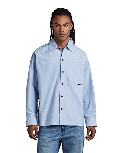 G-STAR RAW Herren Unisex Boxy Fit Hemd , Mehrfarben (deep wave/white oxford D23007-7665-D858), M von G-STAR RAW