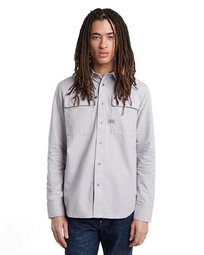 G-STAR RAW Herren CPO Regular Hemd, Mehrfarben (correct grey/white oxford D23583-C895-C760), XL von G-STAR RAW