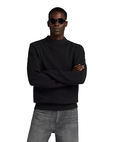 G-Star RAW Herren Cable Knitted Pullover, Schwarz (dk Black D23939-D447-6484), L von G-STAR