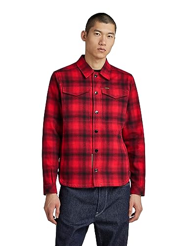 G-STAR RAW Herren Check overshirt, Mehrfarben (dk flame blur check D23662-C904-G090), L von G-STAR RAW