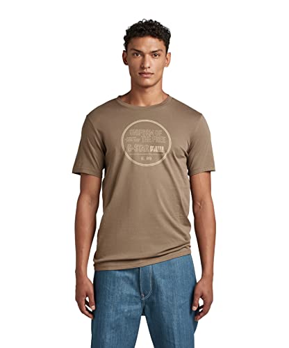 G-STAR RAW Herren Chest Graphic Slim T-Shirt, Braun (deep walnut D23159-336-B743), XL von G-STAR RAW