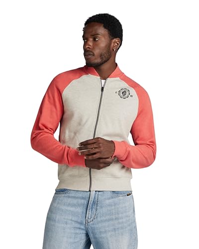 G-Star RAW Herren Collegic Raglan Bomber Sweatshirt, Mehrfarben (Milk Htr/Finch Htr D24419-D562-G398), XL von G-STAR