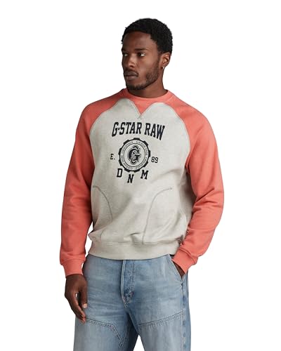 G-Star RAW Herren Collegic Raglan Loose Sweatshirt, Mehrfarben (Milk Htr/Finch Htr D24417-D562-G398), XS von G-STAR