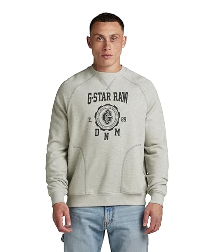 G-STAR RAW Herren Collegic Raglan Loose Sweatshirt, Mehrfarben (milk htr D24417-D562-971), L von G-STAR RAW