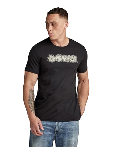 G-STAR RAW Herren Distressed Logo T-Shirt, Schwarz (dk black D24363-C506-6484), S von G-STAR RAW