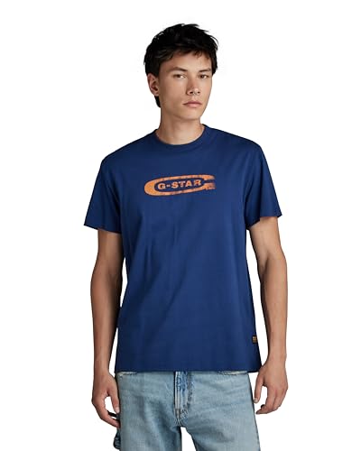 G-STAR RAW Herren Distressed Old School Logo T-Shirt, Blau (imperial blue D24365-336-1305), XL von G-STAR RAW