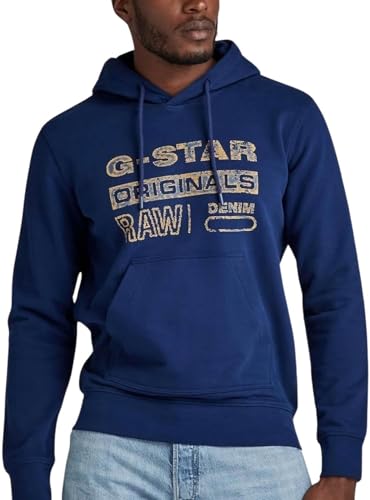 G-STAR RAW Herren Distressed Originals Hooded Sweatshirt, Blau (imperial blue D24414-D562-1305), L von G-STAR RAW