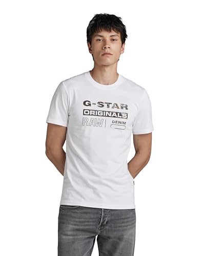 G-STAR RAW Herren Distressed Originals Slim T-Shirt, Weiß (white D24420-336-110), XS von G-STAR RAW