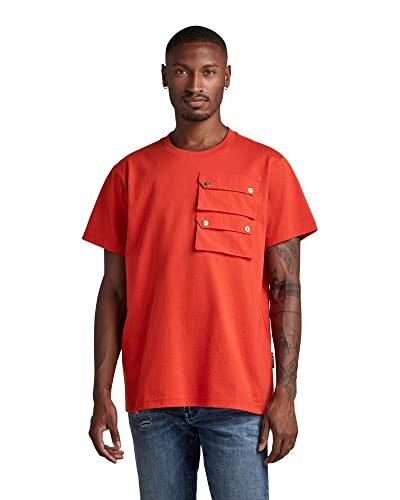 G-STAR RAW Herren Double Pocket Utility Loose T-Shirt, Rot (acid red D22781-C336-A911), L von G-STAR RAW