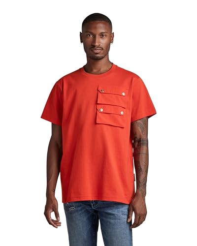 G-STAR RAW Herren Double Pocket Utility Loose T-Shirt, Rot (acid red D22781-C336-A911), XL von G-STAR RAW