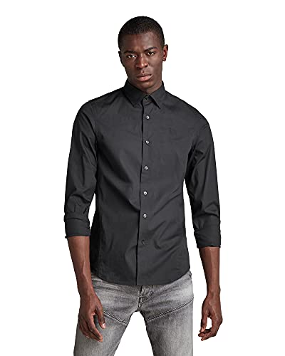 G-STAR RAW Herren Dressed Super Slim Shirt, Schwarz (dk black D17026-C271-6484), S von G-STAR RAW