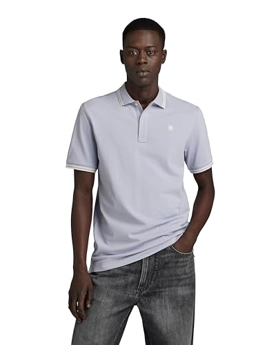 G-STAR RAW Herren Dunda Slim Stripe Poloshirt, Grau (icelandic blue D17127-5864-G081), L von G-STAR RAW