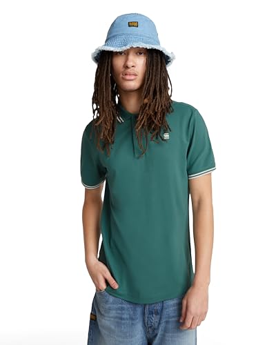 G-STAR RAW Herren Dunda Slim Stripe Poloshirt , Grün (blue spruce D17127-5864-G282), XXL von G-STAR RAW