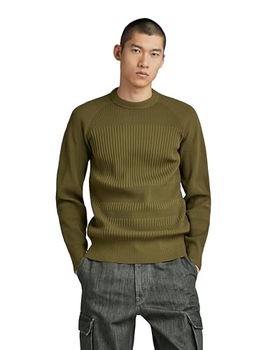 G-STAR RAW Herren Engineered r knit, Grün (dark olive D23979-D465-C744), L von G-STAR RAW