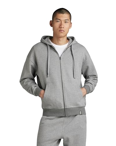 G-STAR RAW Herren Essential Loose Zip Thru Hooded Sweatshirt, Mehrfarben (medium grey htr D23489-D395-8073), XL von G-STAR RAW