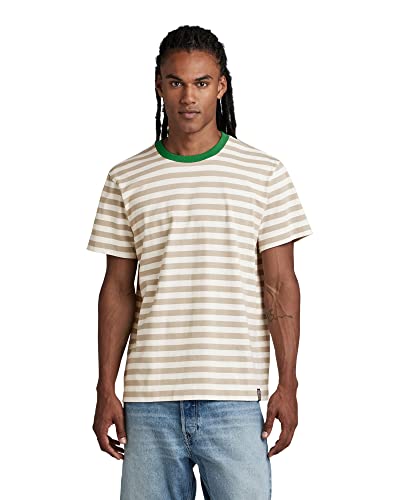 G-STAR RAW Herren Essential Stripe Loose T-Shirt, Mehrfarben (milk/spray green stripe D22810-D281-G002), XL von G-STAR RAW