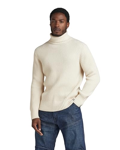 G-STAR RAW Herren Essential Turtle Knitted Pullover, Beige (eggnog D23732-D447-G076), M von G-STAR RAW