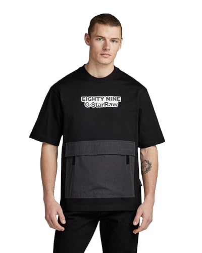 G-Star RAW Herren Fabric Mix Boxy T-Shirt, Schwarz (dk Black D23876-C336-6484), M von G-Star RAW