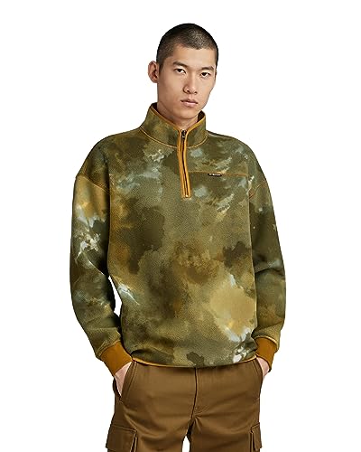 G-STAR RAW Herren Fleece half zip loose sw, Mehrfarben (tobacco blurry camo D23491-D481-G143), M von G-STAR RAW