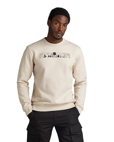 G-STAR RAW Herren Flight Deck Back Graphic Sweatshirt, Beige (whitebait D24371-D557-1603), M von G-STAR RAW