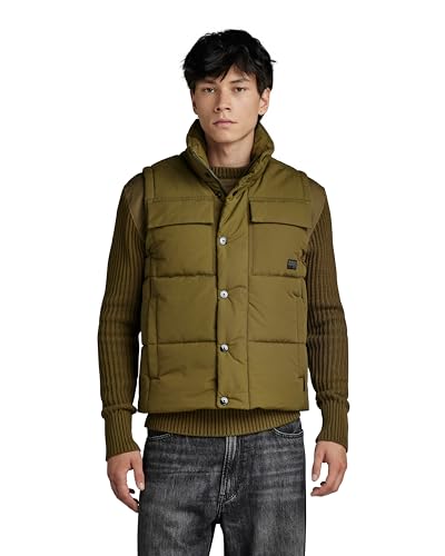 G-Star RAW Herren Foundation Padded Weste, Grün (dark olive D22887-D419-C744), L von G-Star