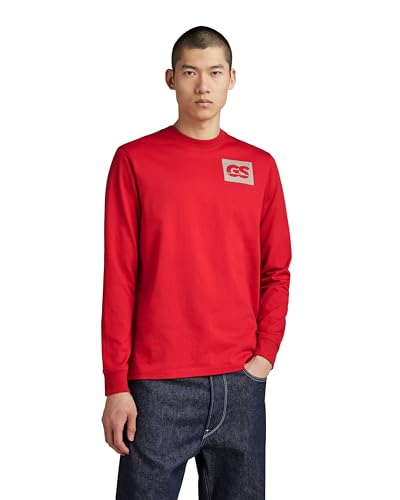 G-STAR RAW Herren GS RAW back gr r t ls, Rot (dk flame D23995-C336-8050), M von G-STAR RAW