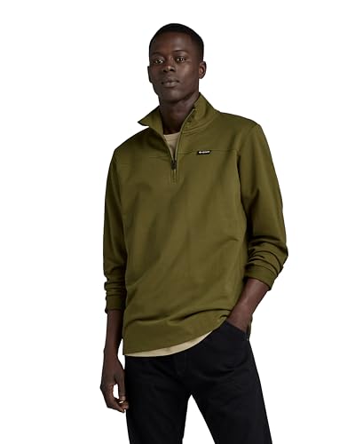 G-Star RAW Herren Half Zip Tweeter, Grün (Dark Olive D23909-D136-C744), S von G-STAR