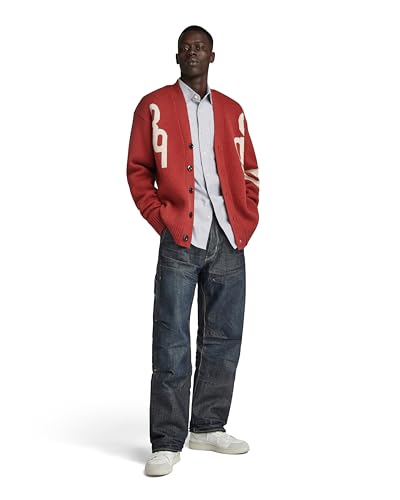 G-STAR RAW Herren Holiday 89 GS Loose Knitted Cardigan , Rot (burned red D24226-D514-624), M von G-STAR RAW