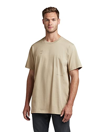 G-STAR RAW Herren Irregular Graphics Loose T-Shirt, Beige (spray green D22818-C784-D606), L von G-STAR RAW