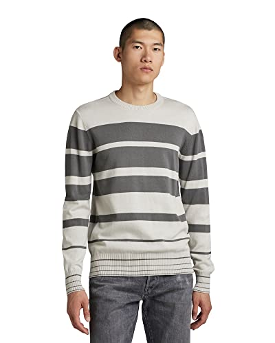 G-STAR RAW Herren Irregular Stripe Knitted Pullover, Mehrfarben (oyster mushroom/granite stripe D22800-C706-D863), L von G-STAR RAW