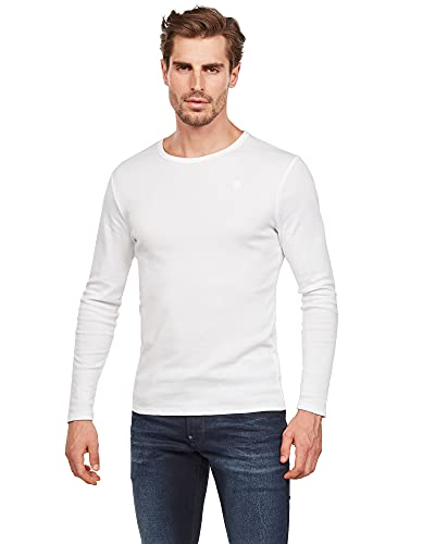 G-STAR RAW Herren Basic Round Neck Long Sleeve T-Shirt, Weiß (white D07204-124-110), L von G-STAR RAW