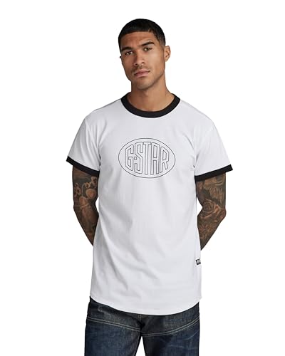 G-STAR RAW Herren Lash Graphic Ringer T-Shirt, Weiß (white D23900-336-110), XL von G-STAR RAW