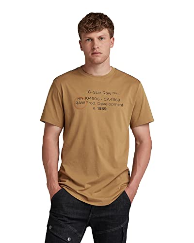 G-STAR RAW Herren Lash Text Graphic T-Shirt, Braun (fennel seed D21200-336-C961), M von G-STAR RAW