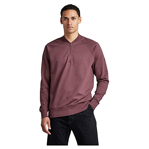 G-STAR RAW Herren Lightweight Sweatshirt Bomber Half Zip, Purpur (vineyard wine D22396-D136-D303), L von G-STAR RAW