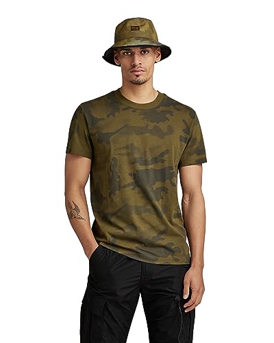 G-STAR RAW Herren Line camo ao r t, Mehrfarben (dark olive line camo D23720-C334-G153), S von G-STAR RAW