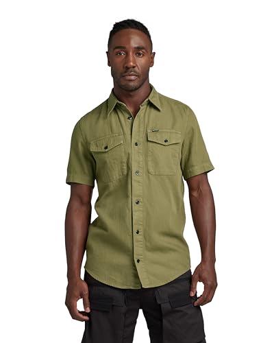 G-STAR RAW Herren Marine Slim Hemd, Grün (smoke olive gd D19751-7647-D855), L von G-STAR RAW