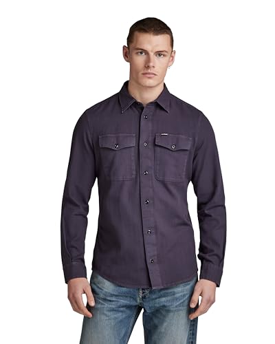 G-STAR RAW Herren Marine Slim Hemd, Purpur (dk grape gd D20165-D454-C124), L von G-STAR RAW