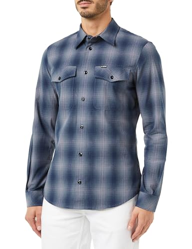 G-STAR RAW Herren Marine Slim Hemd, Mehrfarben (rank blue vanderbilt check D20165-D412-G092), L von G-STAR RAW