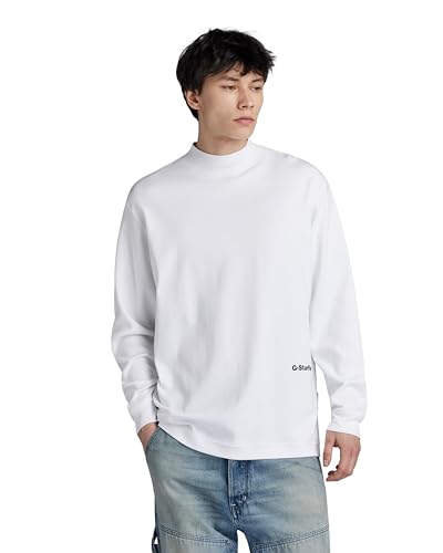 G-Star RAW Herren Mock Neck Loose T-Shirt, Weiß (White D23879-C812-110), M von G-STAR