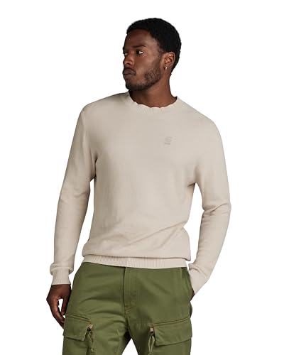 G-Star RAW Herren Moss Knitted Pullover, Beige (Whitebait D24461-D631-1603), S von G-STAR