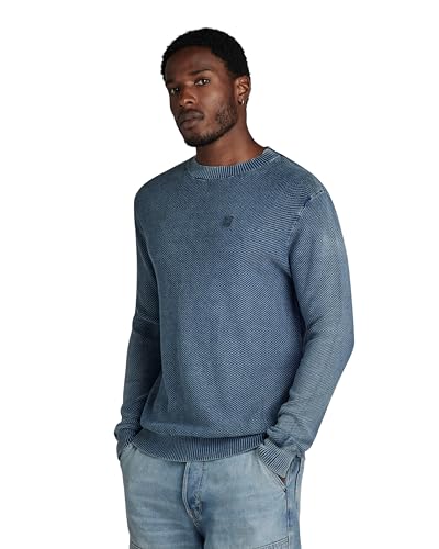 G-STAR RAW Herren Moss Knitted Pullover, Blau (sun faded blue D24461-D559-A587), L von G-STAR RAW