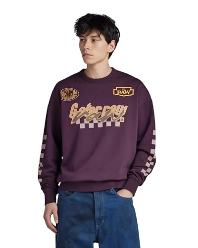 G-STAR RAW Herren Moto Sport Graphic Loose Sweatshirt, Purpur (lt maze D23895-B782-8880), M von G-STAR RAW