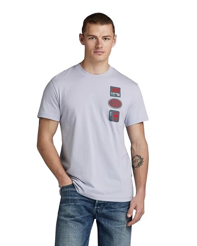 G-STAR RAW Herren Multi Badge T-Shirt, Grau (icelandic blue D23903-336-G081), XL von G-STAR RAW