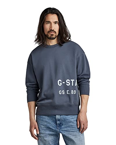 G-STAR RAW Herren Multi Graphic Oversized Sweatshirt, Blau (fantem blue D22320-A613-863), XS von G-STAR RAW