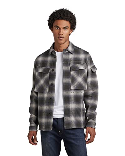 G-STAR RAW Herren Unisex Mysterious Overshirt, Mehrfarben (raven blur check D21982-C904-C754), L von G-STAR RAW