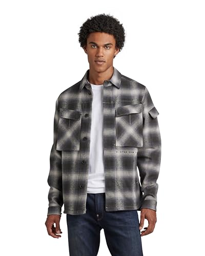 G-STAR RAW Herren Unisex Mysterious Overshirt, Mehrfarben (raven blur check D21982-C904-C754), M von G-STAR RAW